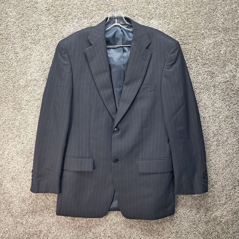 Haggar Mens 38R Pinstripe Suit Jacket Blazer Charcoal Gray 626207